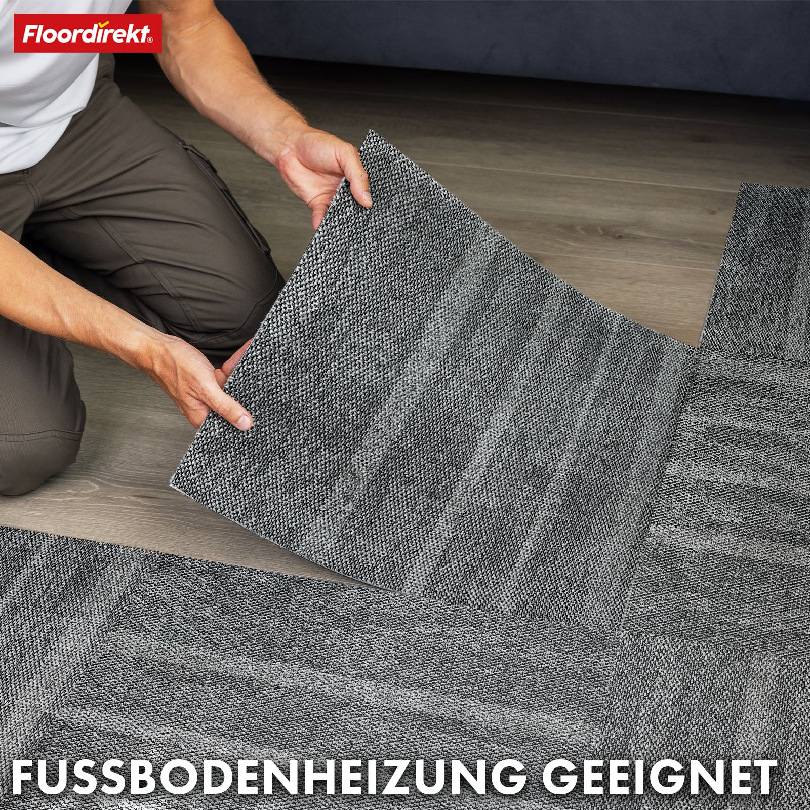 Dalles de moquette | Zürich | 50 x 50 cm | Idéal pour le bureau et la maison | Dalles design de haute qualité en 4 couleurs