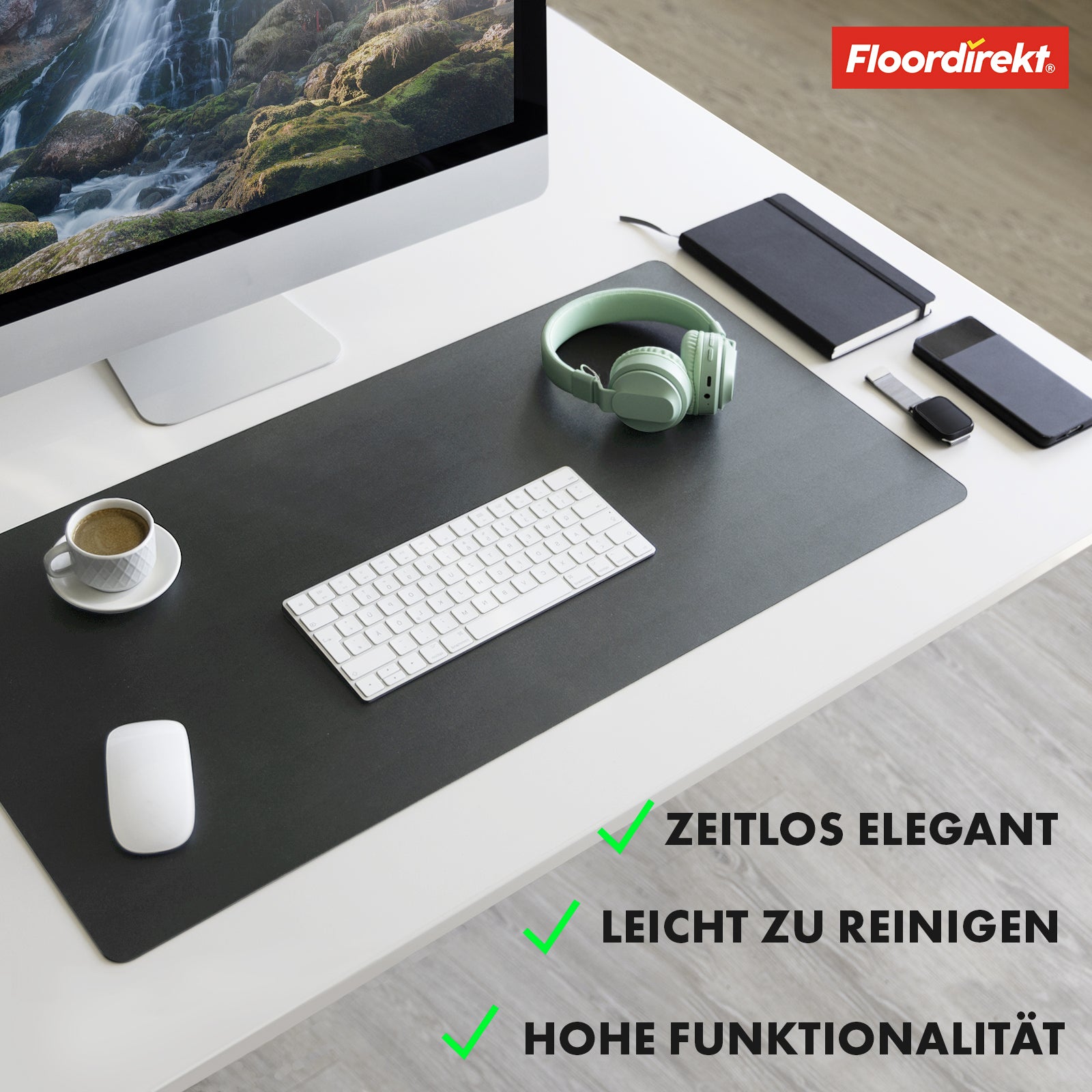 Sous-main | Nero | Similicuir souple et facile d'entretien | Disponible en plusieurs couleurs et tailles