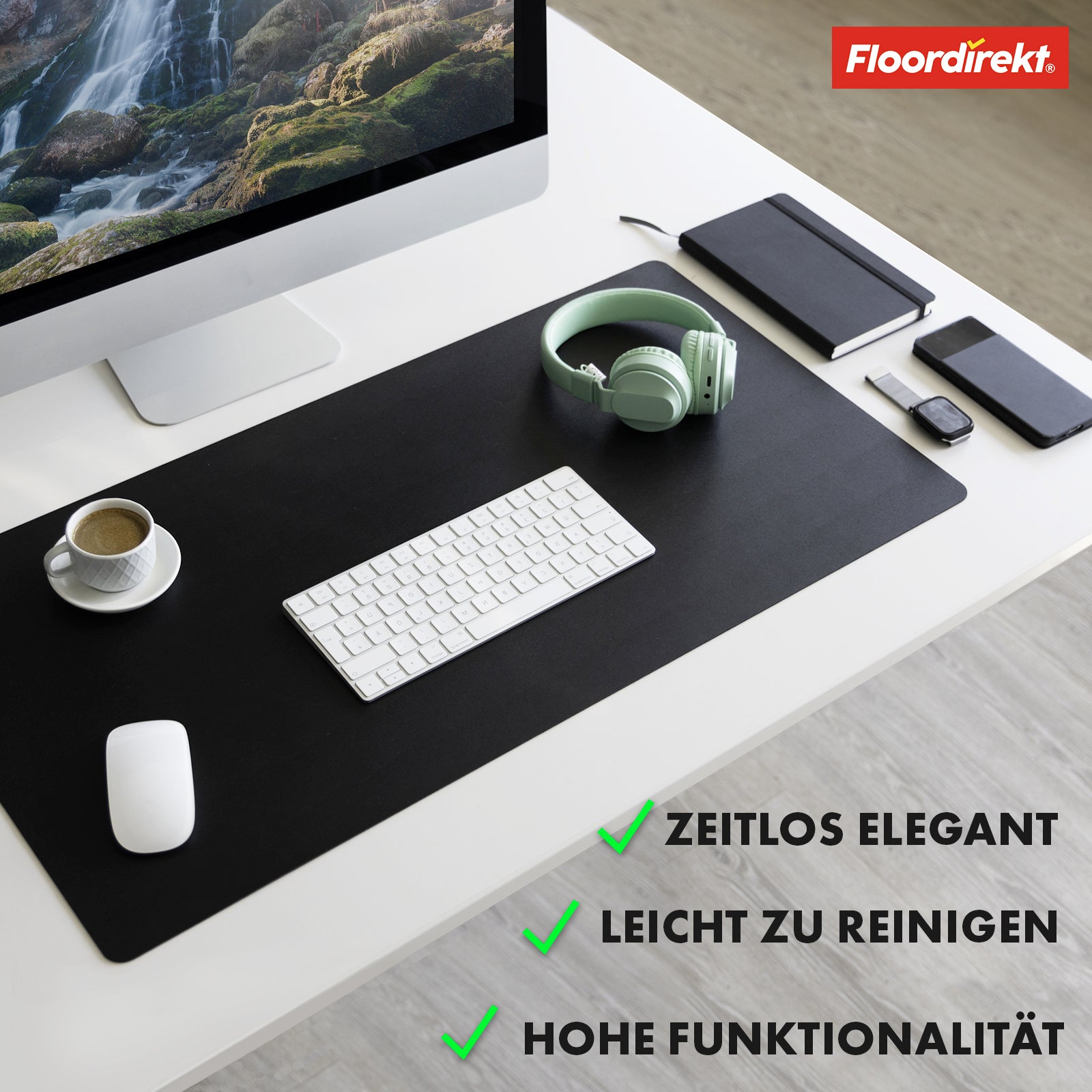 Sous-main | Nero | Similicuir souple et facile d'entretien | Disponible en plusieurs couleurs et tailles