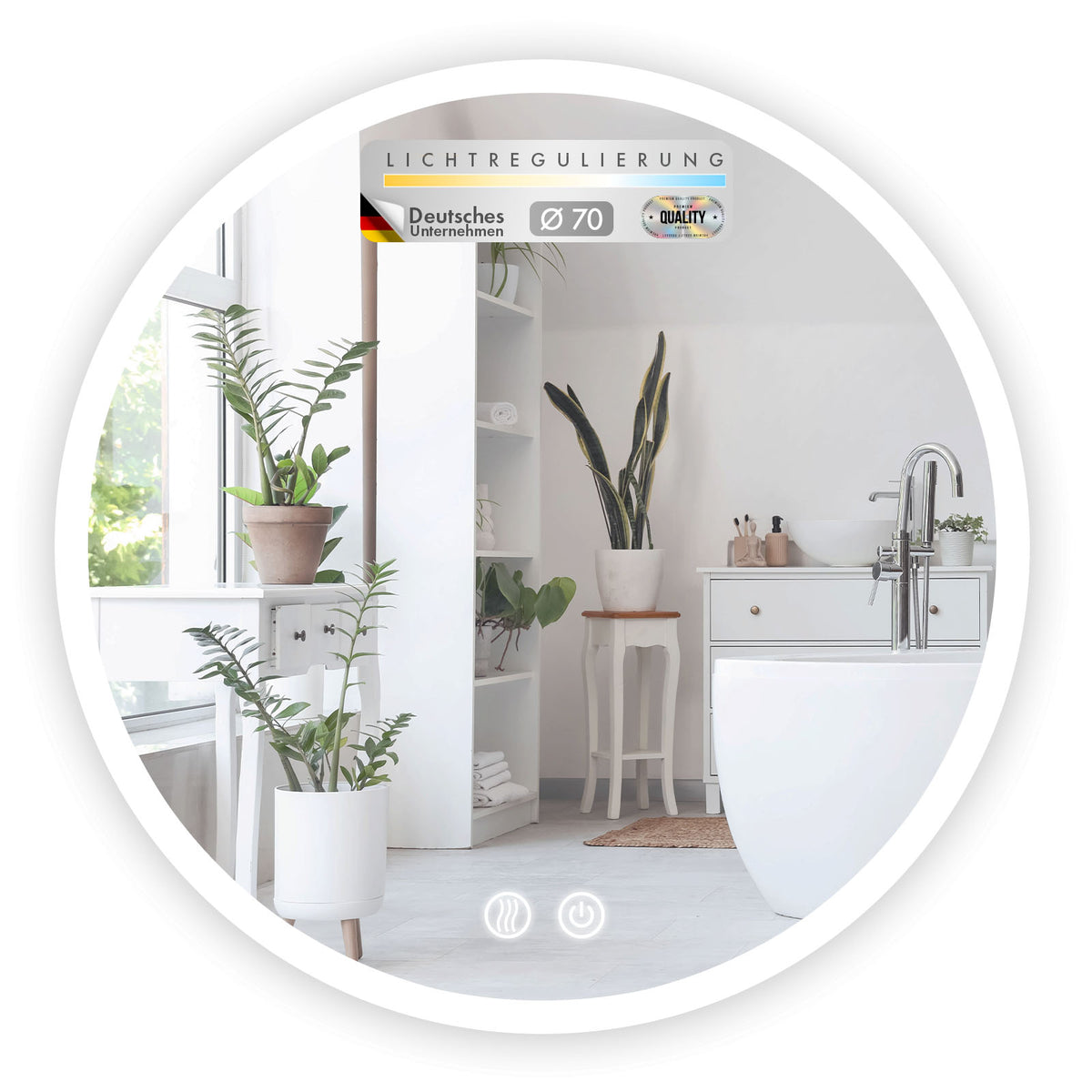 Miroir de salle de bain avec éclairage LED | Liora | Commande tactile avec anti-buée et 3 couleurs de lumière au choix | Disponible en différentes tailles