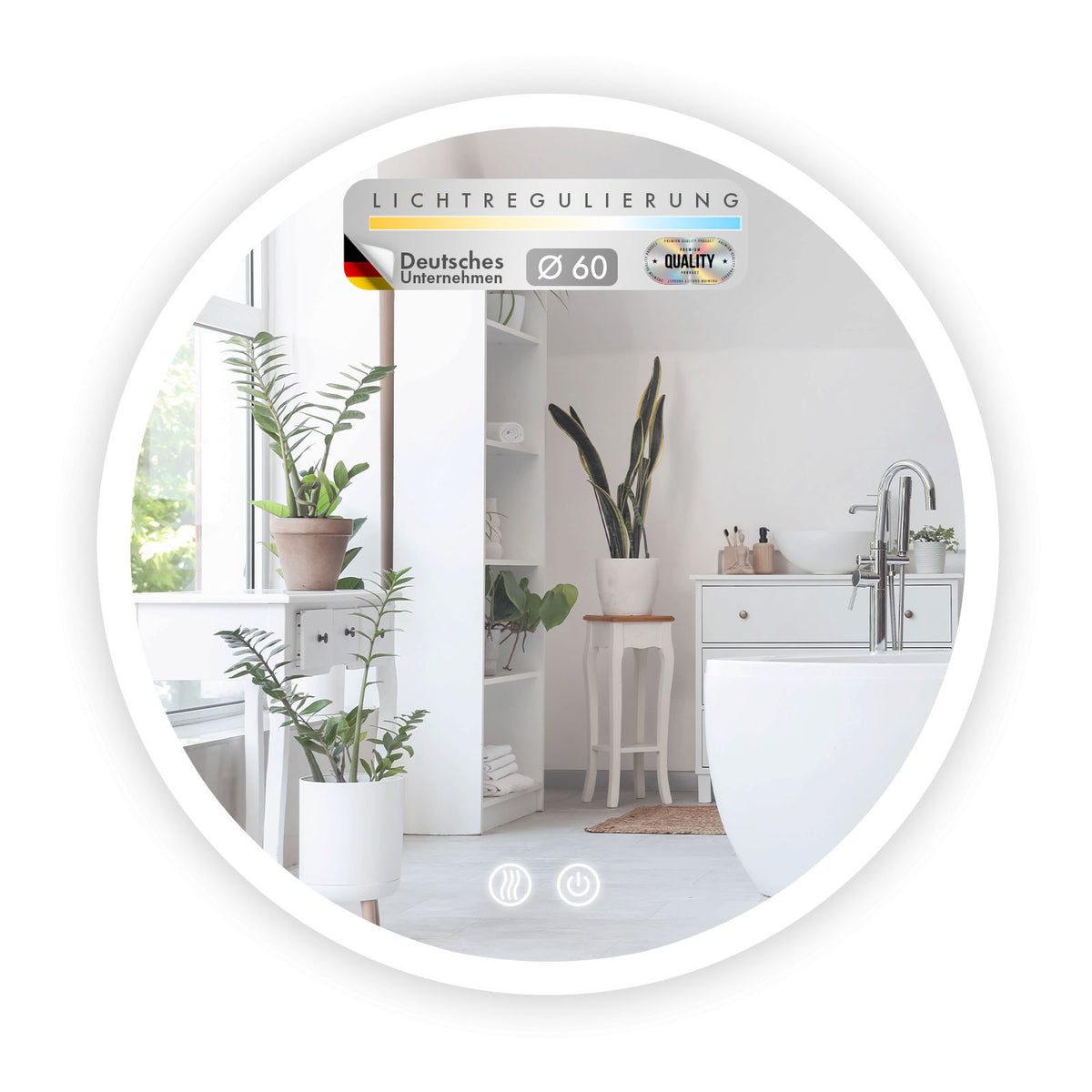 Miroir de salle de bain avec éclairage LED | Liora | Commande tactile avec anti-buée et 3 couleurs de lumière au choix | Disponible en différentes tailles