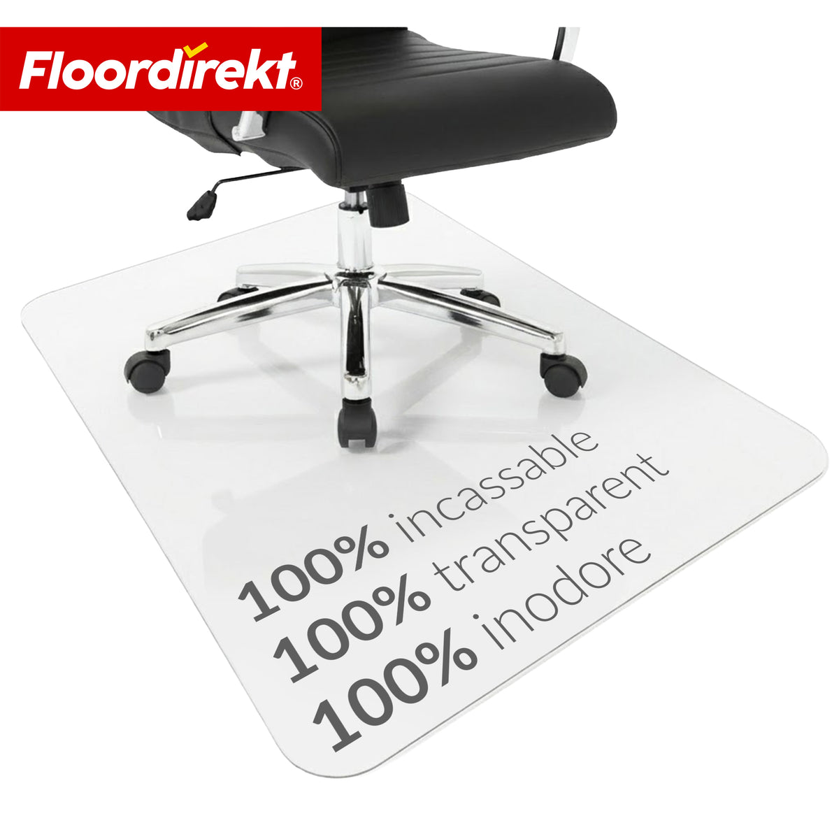 Tapis de protection de sol | Secura | Transparent 80 × 118 cm | Sous-tapis de chaise de bureau en PVC incassable 5 mm pour parquet, stratifié & moquette