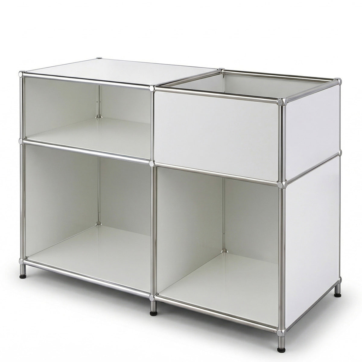 Étagère métallique | Concept Epure MK-030 | Étagère sur pied avec 3 niveaux & compartiment de rangement | Étagère cuisine, bureau & salon
