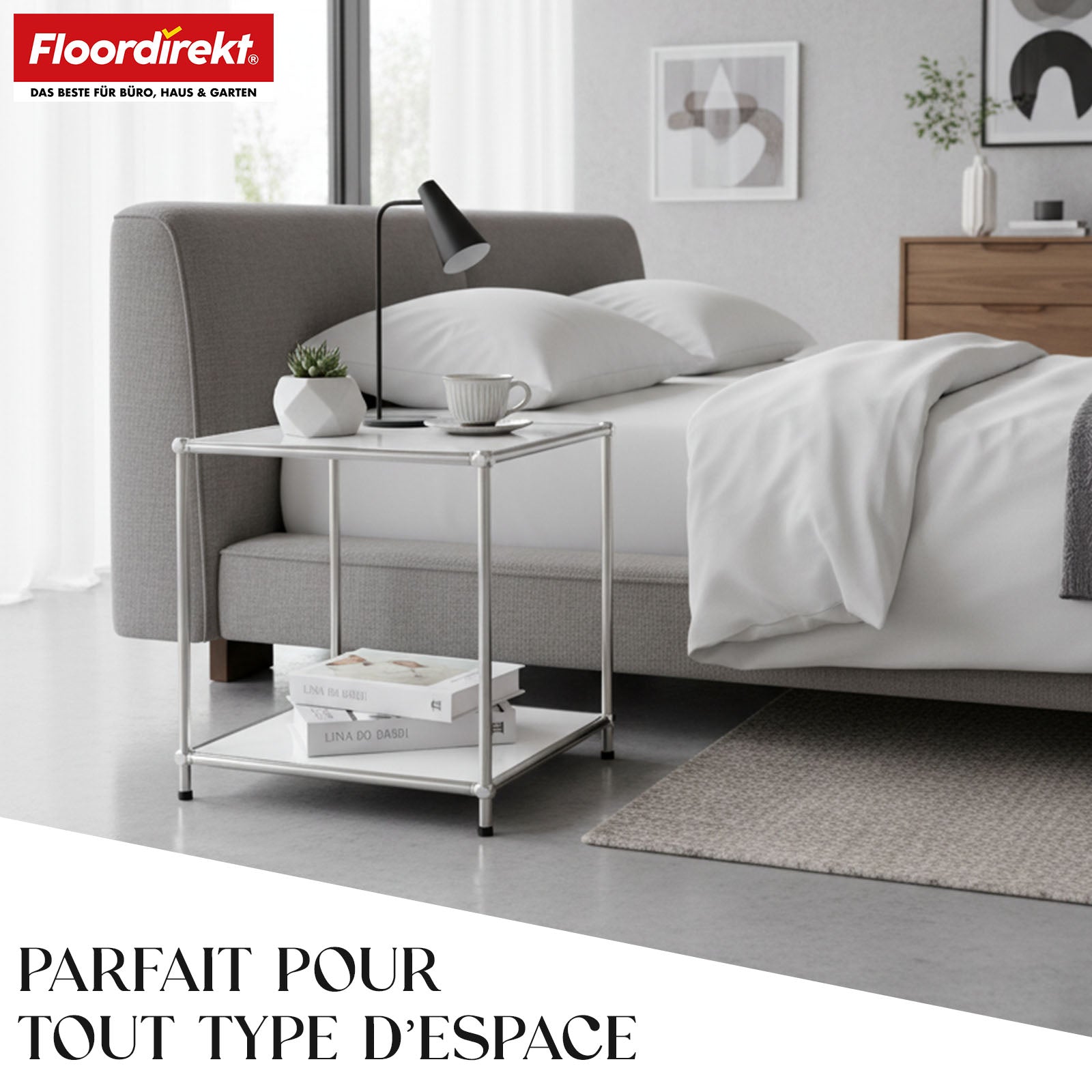 Étagère métallique | Concept Epure MK-012 | Étagère d'appoint et de rangement ouverte avec 2 tablettes | Disponible en plusieurs couleurs