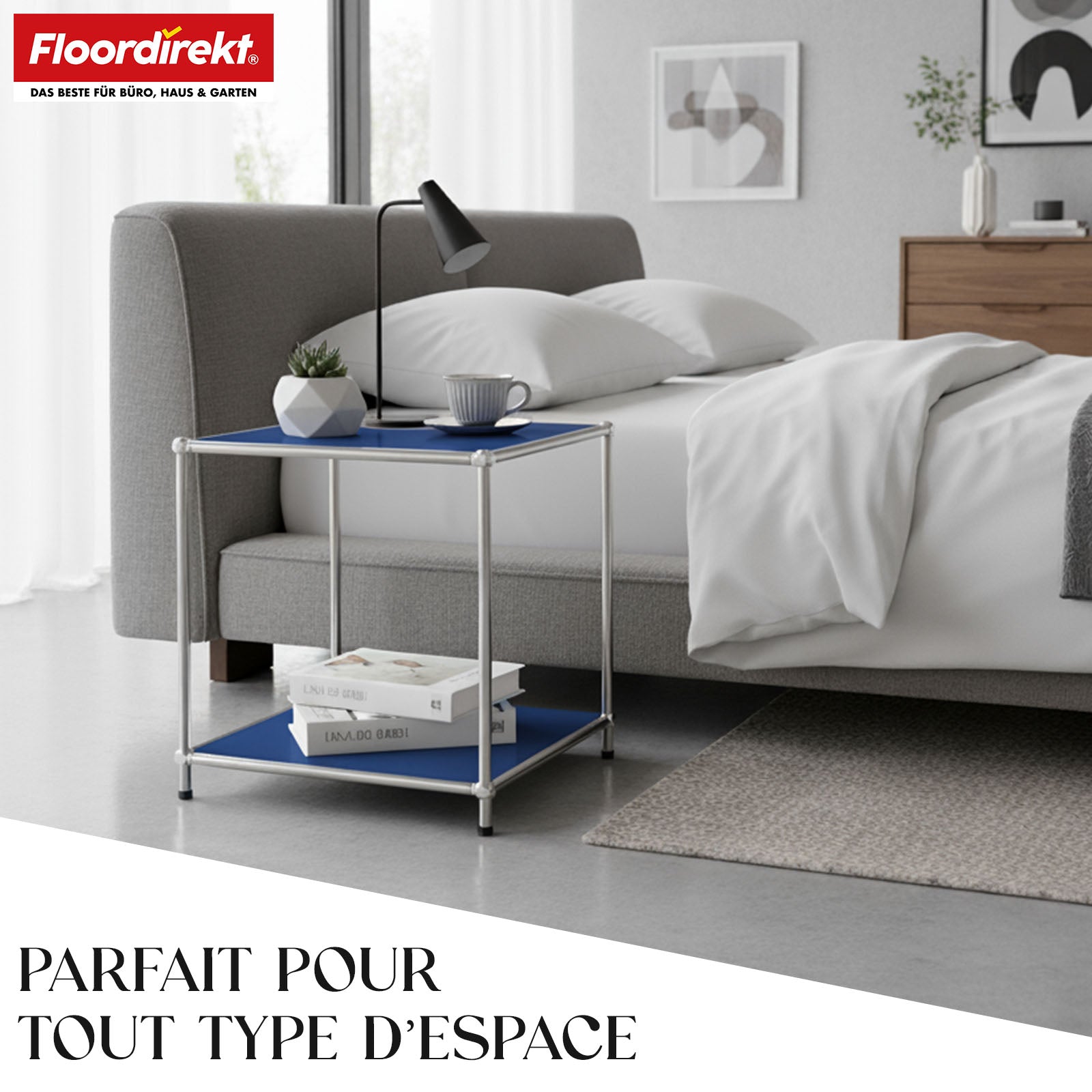 Étagère métallique | Concept Epure MK-012 | Étagère d'appoint et de rangement ouverte avec 2 tablettes | Disponible en plusieurs couleurs