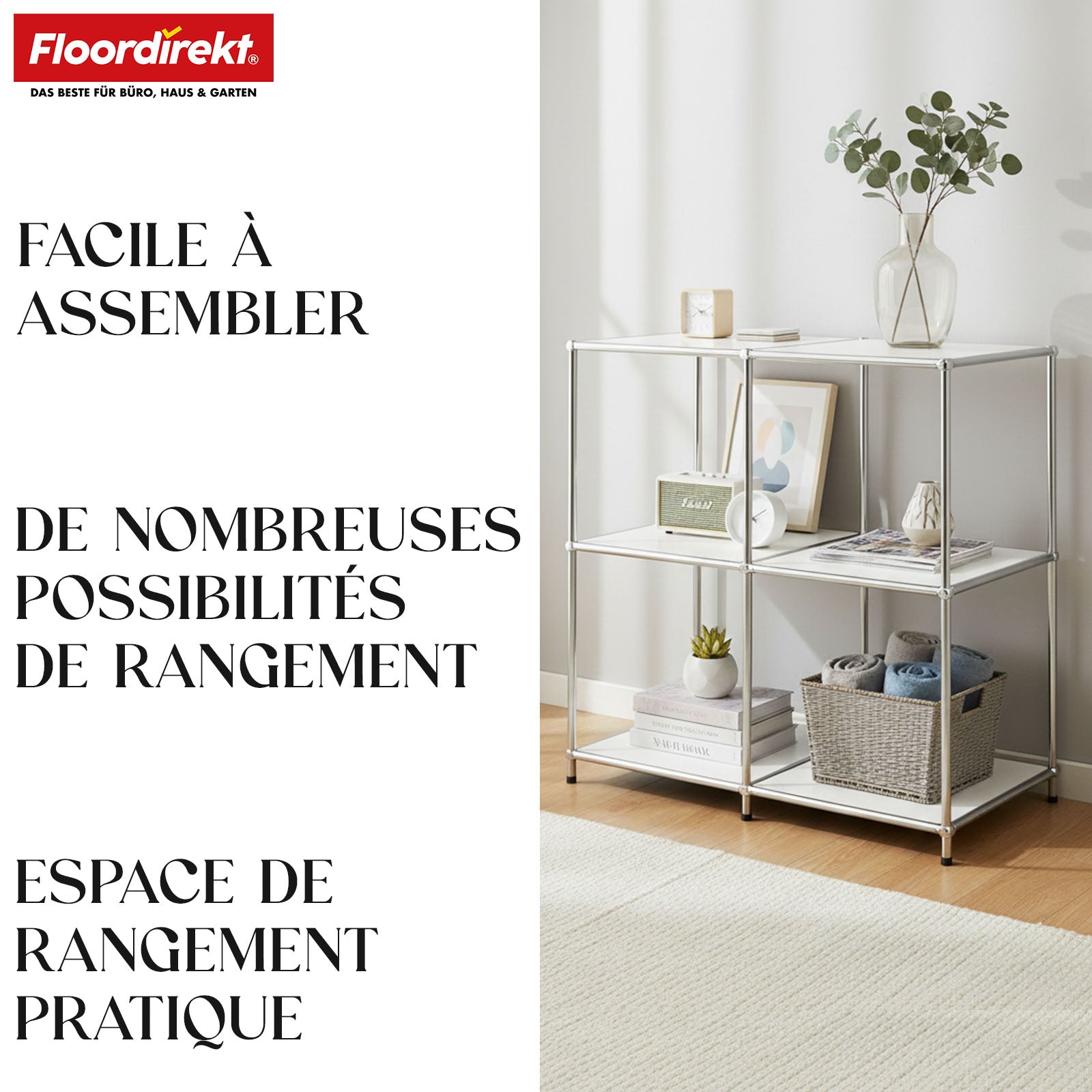 Étagère métallique | Concept Epure MK-027 | Buffet ouvert à 3 niveaux et étagère de rangement | Disponible en plusieurs couleurs