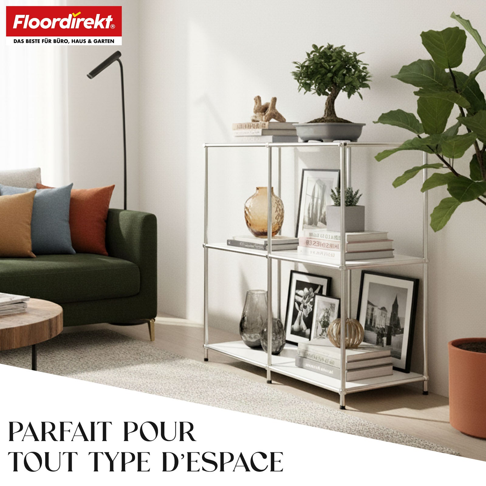 Étagère métallique | Concept Epure MK-027 | Buffet ouvert à 3 niveaux et étagère de rangement | Disponible en plusieurs couleurs