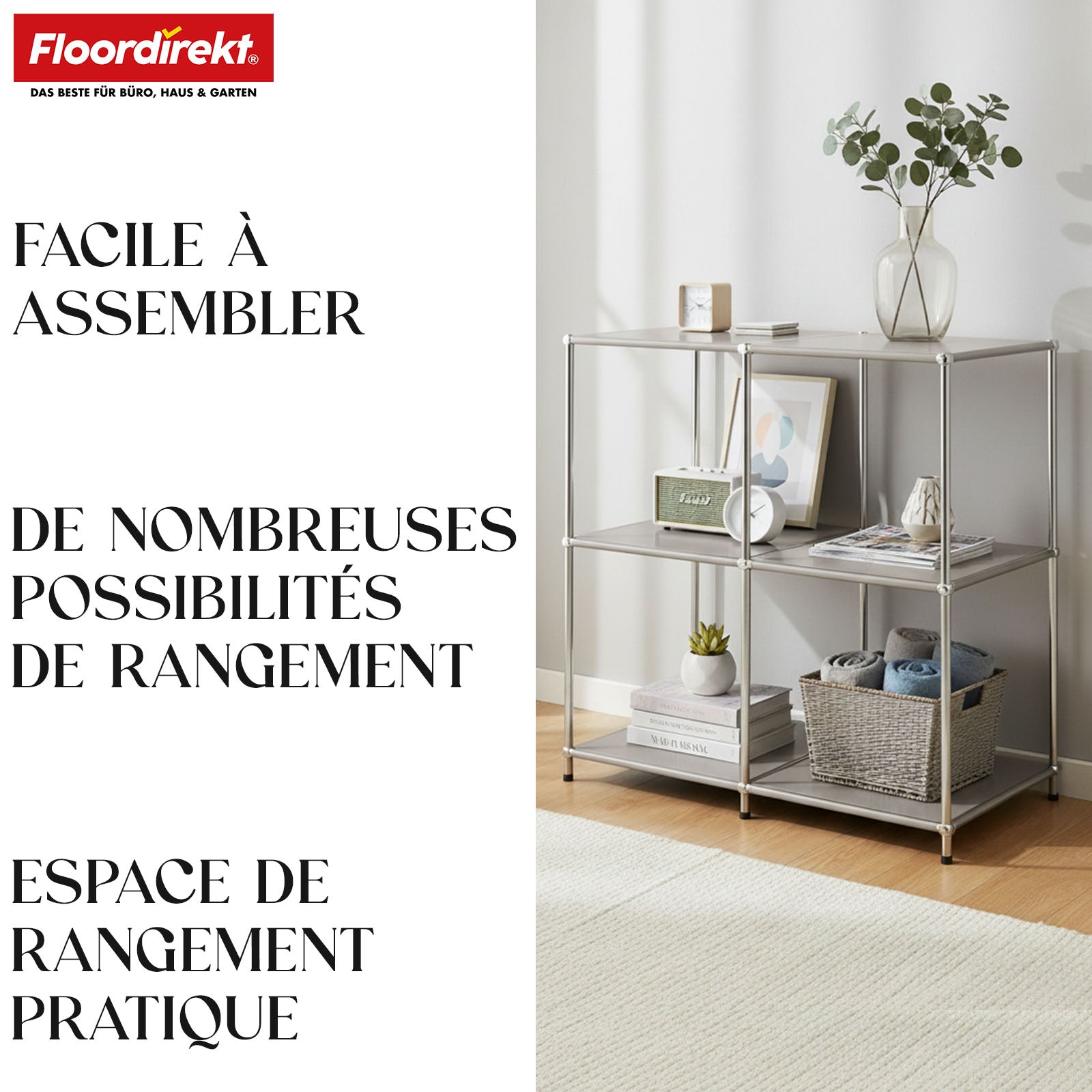 Étagère métallique | Concept Epure MK-027 | Buffet ouvert à 3 niveaux et étagère de rangement | Disponible en plusieurs couleurs