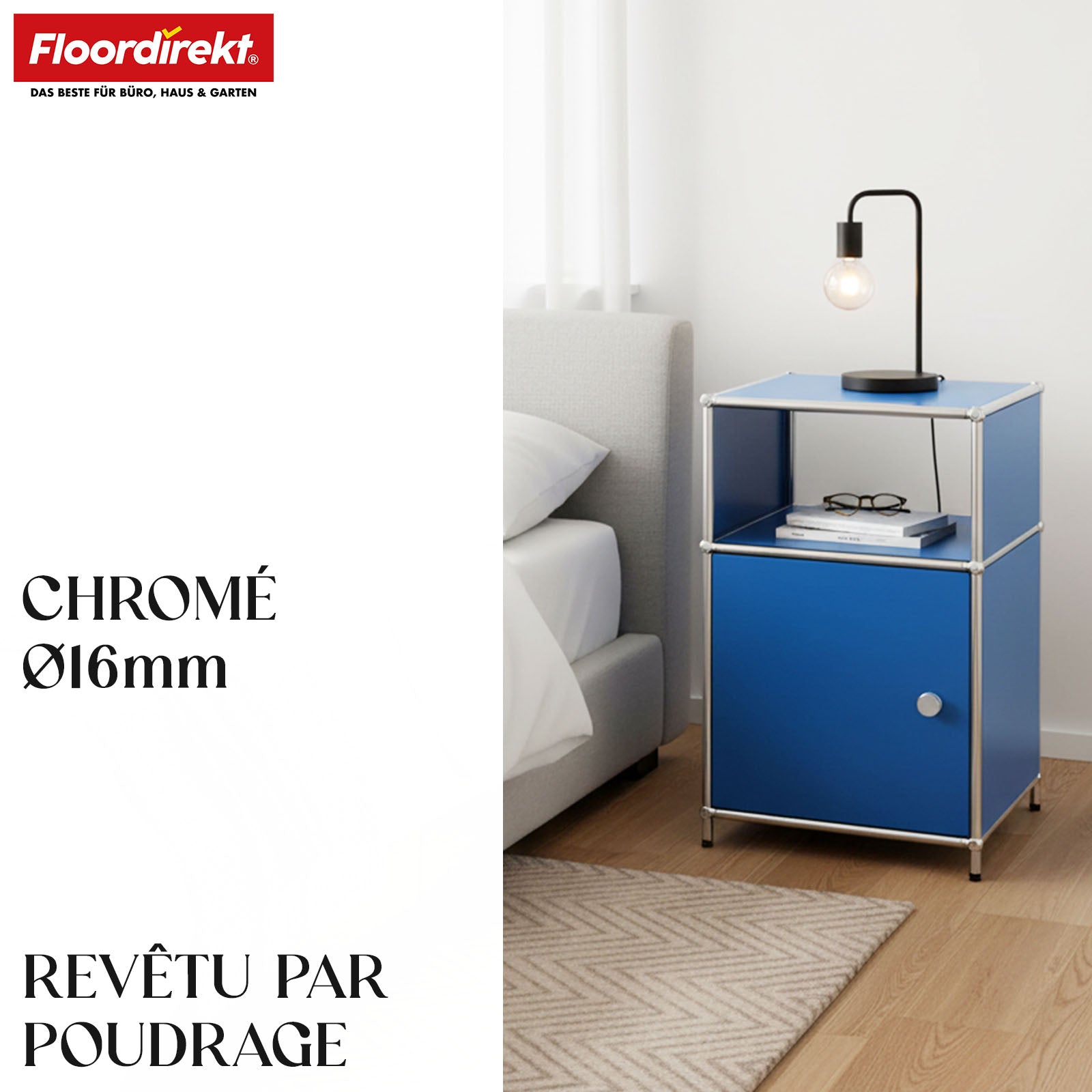 Étagère métallique | Concept Epure MK-040 | Étagère de rangement à 3 niveaux avec porte et tablettes | Disponible en plusieurs couleurs