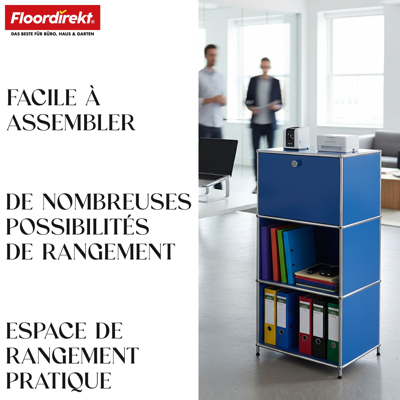 Étagère métallique | Concept Epure MK-107 | Étagère de rangement à 4 niveaux avec compartiment verrouillable et tablettes | Disponible en plusieurs couleurs