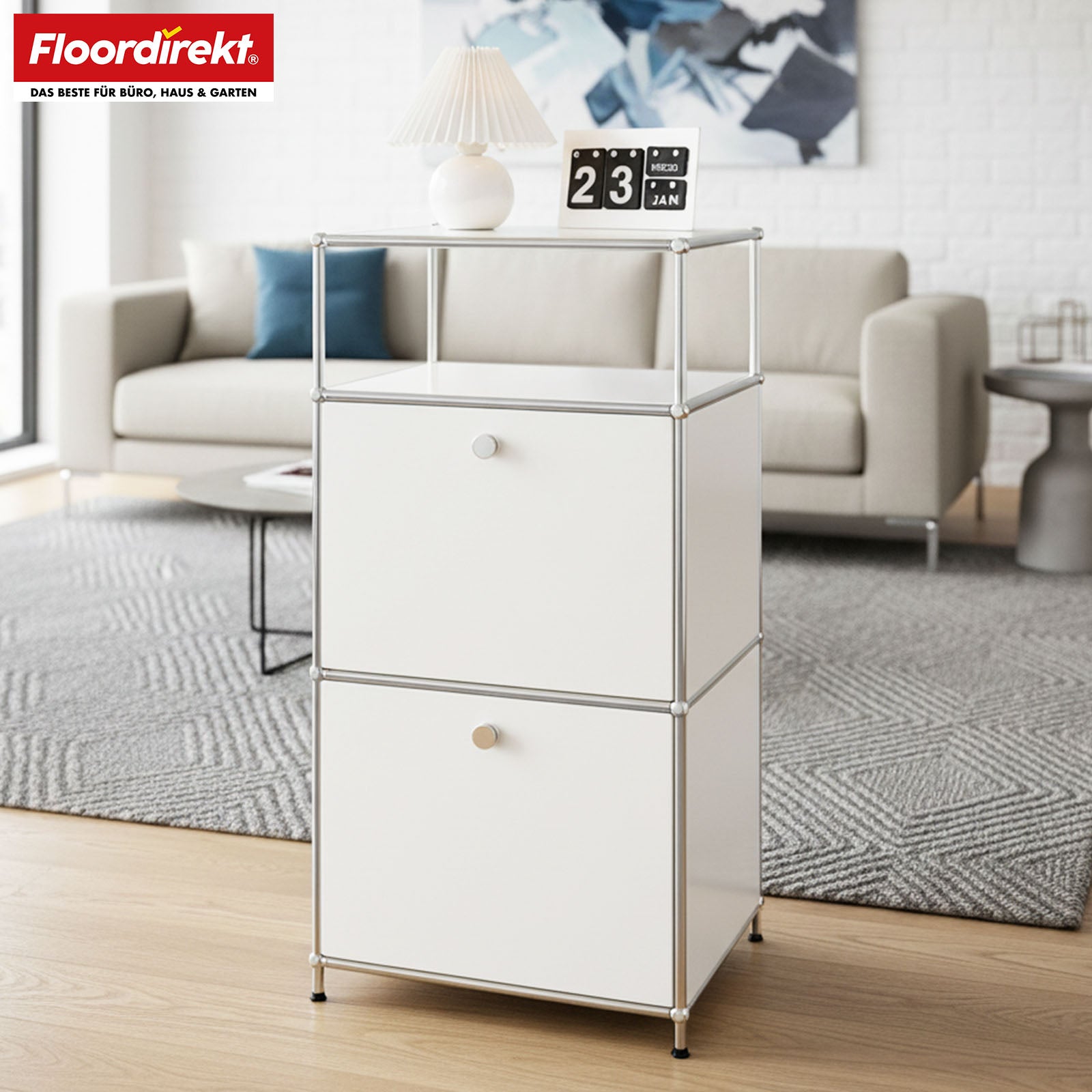 Étagère métallique | Concept Epure MK-120 | Étagère de rangement avec compartiments verrouillables, compartiment ouvert et tablette | Disponible en plusieurs couleurs