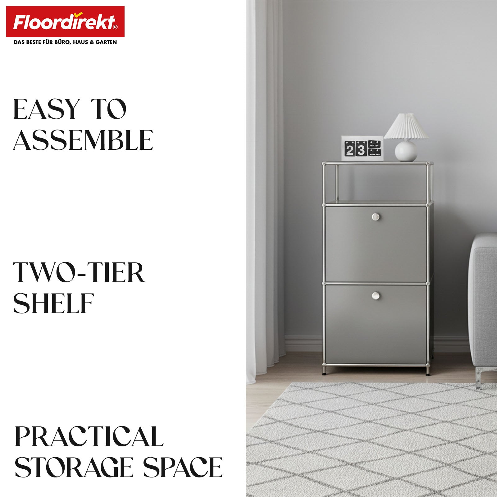 Étagère métallique | Concept Epure MK-120 | Étagère de rangement avec compartiments verrouillables, compartiment ouvert et tablette | Disponible en plusieurs couleurs