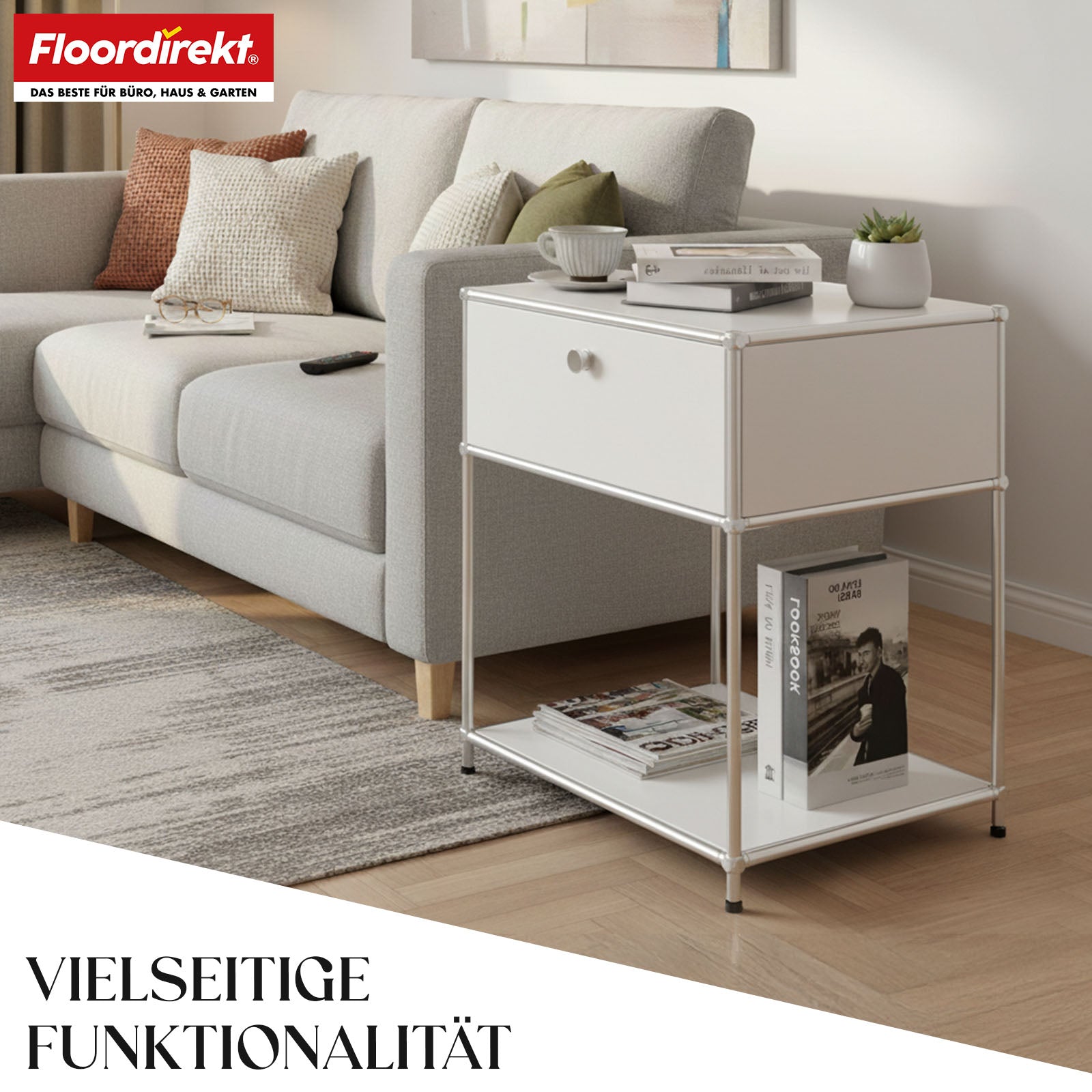 Étagère métallique | Concept Epure MK-139 | Étagère d'appoint et de rangement avec tiroir et tablettes | Disponible en plusieurs couleurs