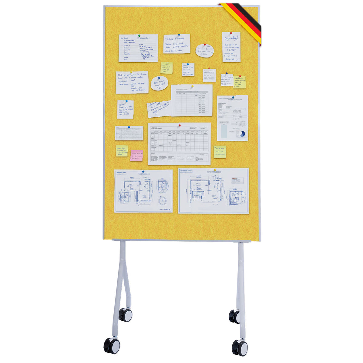 Tableau de présentation mobile | Giant | Tableau feutre double face 80 x 120 cm avec roulettes verrouillables et tablette | Disponible en plusieurs couleurs