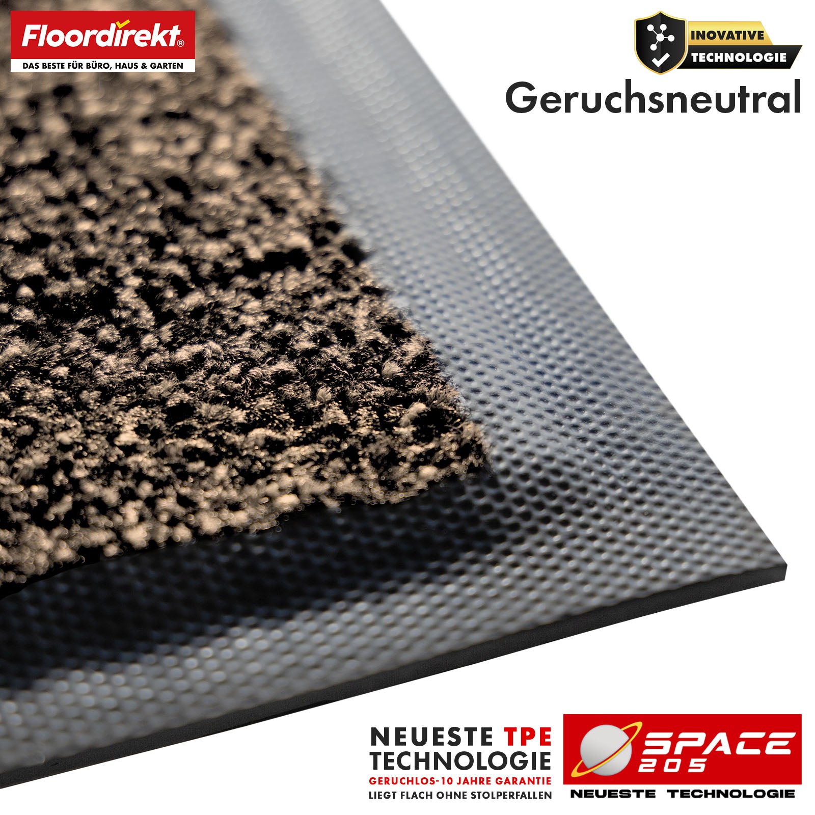 Tapis anti-salissures | Space 205 | Tapis antidérapant avec technologie TPE innovante sur les bords et au dos | Idéal pour les entrées, les couloirs et les portes d'entrée | Disponible en différentes couleurs et tailles