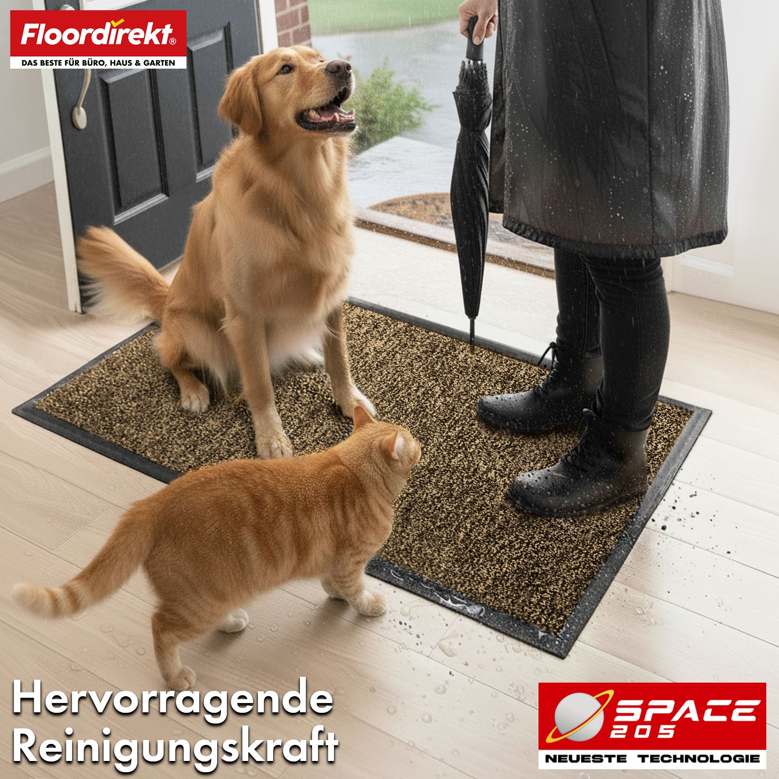 Tapis anti-salissures | Space 205 | Tapis antidérapant avec technologie TPE innovante sur les bords et au dos | Idéal pour les entrées, les couloirs et les portes d'entrée | Disponible en différentes couleurs et tailles