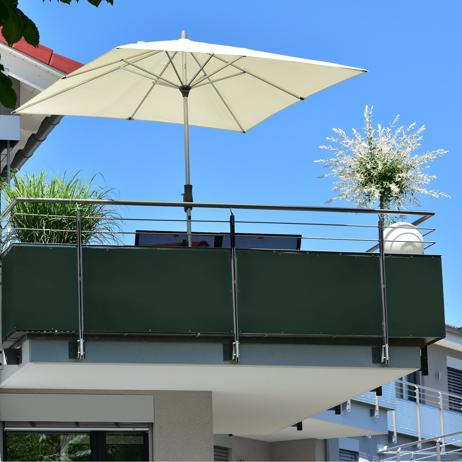 Brise-vue pour balcon | Monochromatique | Vert | 90 x 500 cm