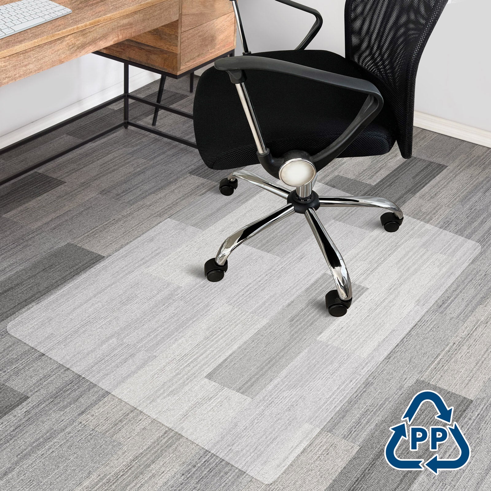 Tapis De Protection Pour Chaise De Bureau - 90x120cm, Fond Caoutchouc Antidérapant, Pour Sol Dur, Couleur Kaki