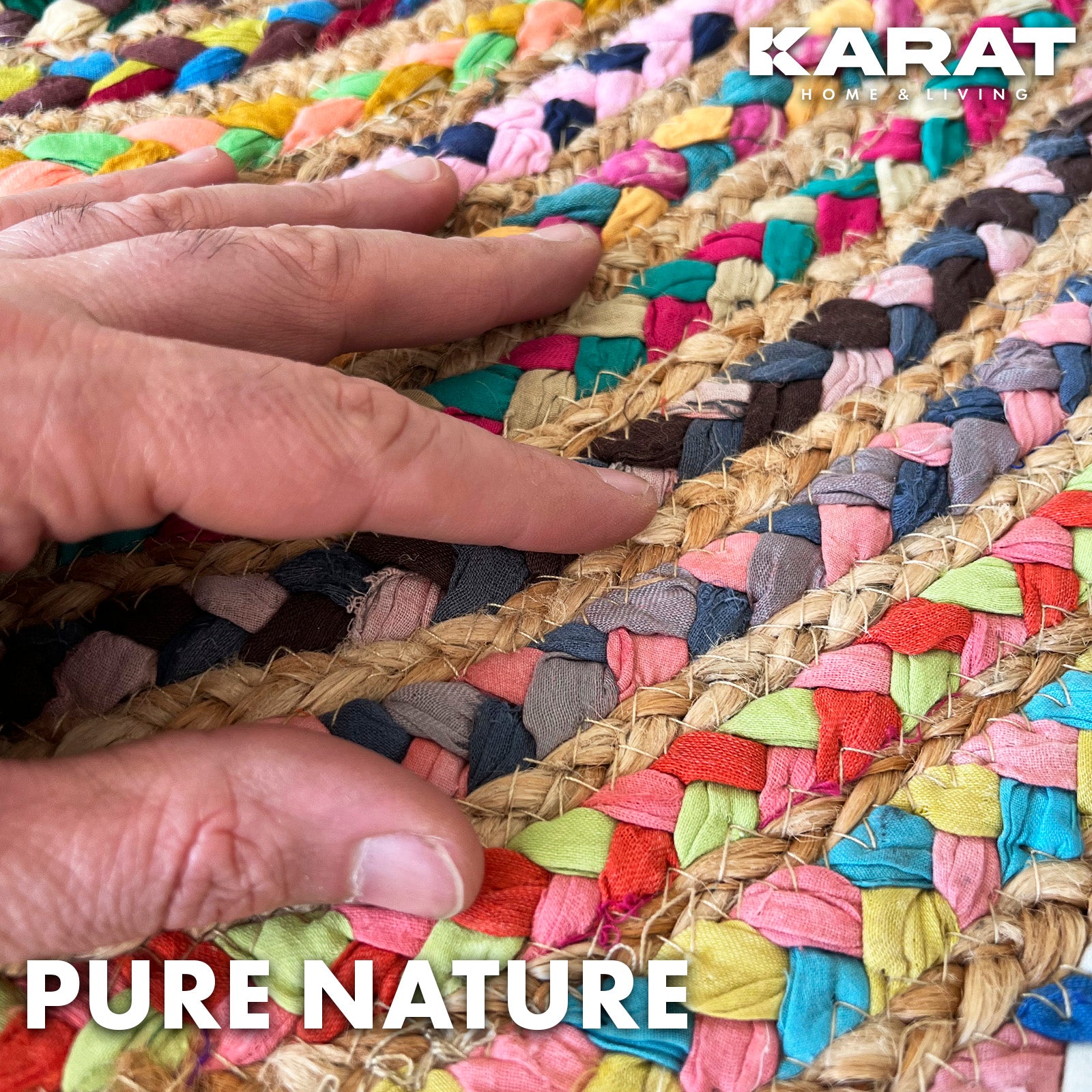 Tapis en jute Pune | Rond | Tissé à la main | En fibres naturelles | Différentes tailles