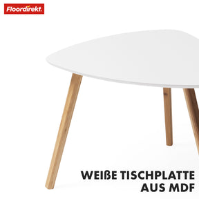 Ensemble de tables basses | Oregon | Ensemble de 2 tables d'appoint avec pieds en bambou et plateau blanc