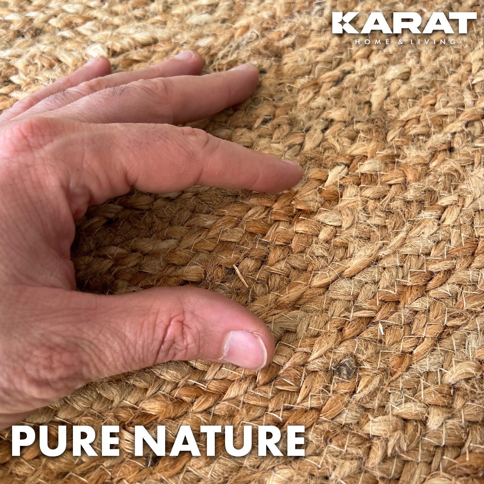 Tapis en jute Surat | Rond | Tissé à la main | En fibres naturelles | Différentes tailles