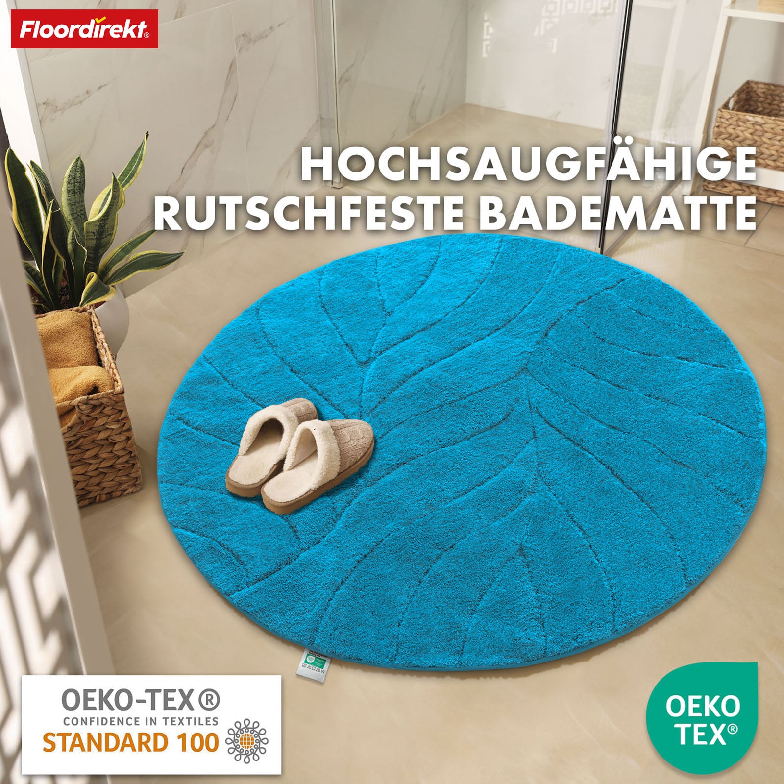Tapis de bain | Maris | Tapis de bain rond | Microfibre douce, antidérapante & adaptée au chauffage au sol