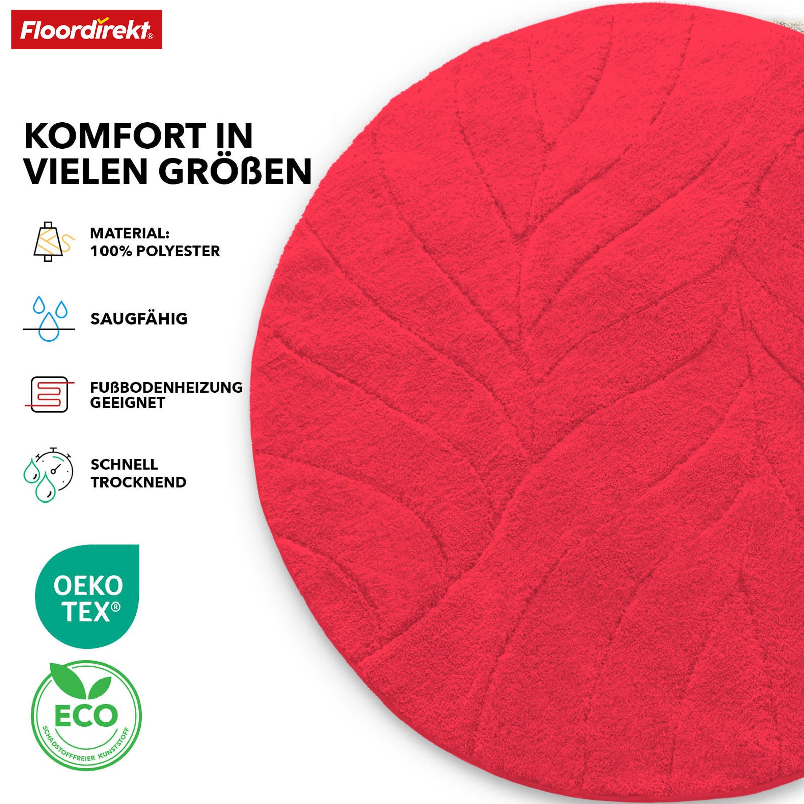 Tapis de bain | Maris | Tapis de bain rond | Microfibre douce, antidérapante & adaptée au chauffage au sol