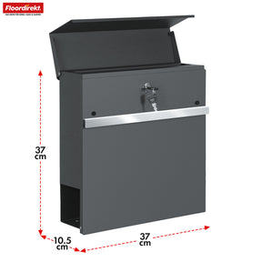 Boîte aux lettres | Gaston | Boîte aux lettres murale moderne avec compartiment pour les journaux & porte-nom en acier inoxydable, anthracite