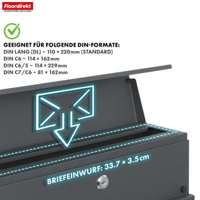 Boîte aux lettres | Armand | Boîte aux lettres en acier résistante aux intempéries avec ouverture C4 et compartiment à journaux