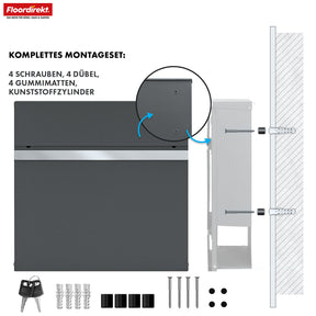 Boîte aux lettres | Gaston | Boîte aux lettres murale moderne avec compartiment pour les journaux & porte-nom en acier inoxydable, anthracite