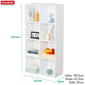Bibliothèque | Arkansas | Étagère sur pied en MDF blanc avec 5-9 compartiments pour livres et accessoires de maison