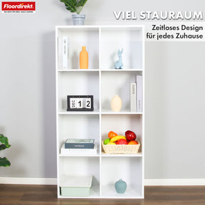 Bibliothèque | Arkansas | Étagère sur pied en MDF blanc avec 5-9 compartiments pour livres et accessoires de maison