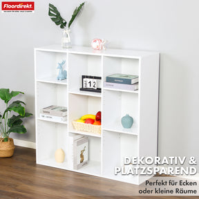 Bibliothèque | Arkansas | Étagère sur pied en MDF blanc avec 5-9 compartiments pour livres et accessoires de maison