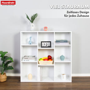 Bibliothèque | Arkansas | Étagère sur pied en MDF blanc avec 5-9 compartiments pour livres et accessoires de maison