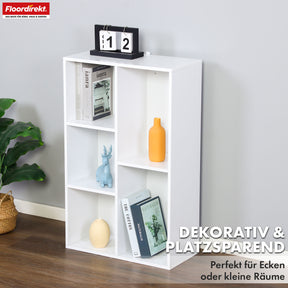Bibliothèque | Arkansas | Étagère sur pied en MDF blanc avec 5-9 compartiments pour livres et accessoires de maison