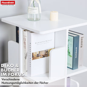 Bibliothèque | Indiana | Étagère tournante à 3 ou 4 niveaux | Étagère sur pied à 360° pour le salon, le bureau & la chambre à coucher