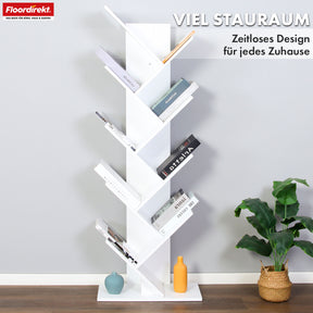 Bibliothèque | Louisiana | Étagère sur pied en forme d'arbre en blanc avec 5 ou 9 étages en bois