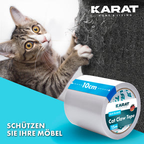 Protection anti-griffes pour chats | film auto-adhésif anti-griffes | bande adhésive d'entraînement | protection pour meubles | transparent | 15 m x 10 cm