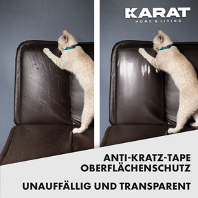 Protection anti-griffes pour chats | film auto-adhésif anti-griffes | bande adhésive d'entraînement | protection pour meubles | transparent | 15 m x 10 cm