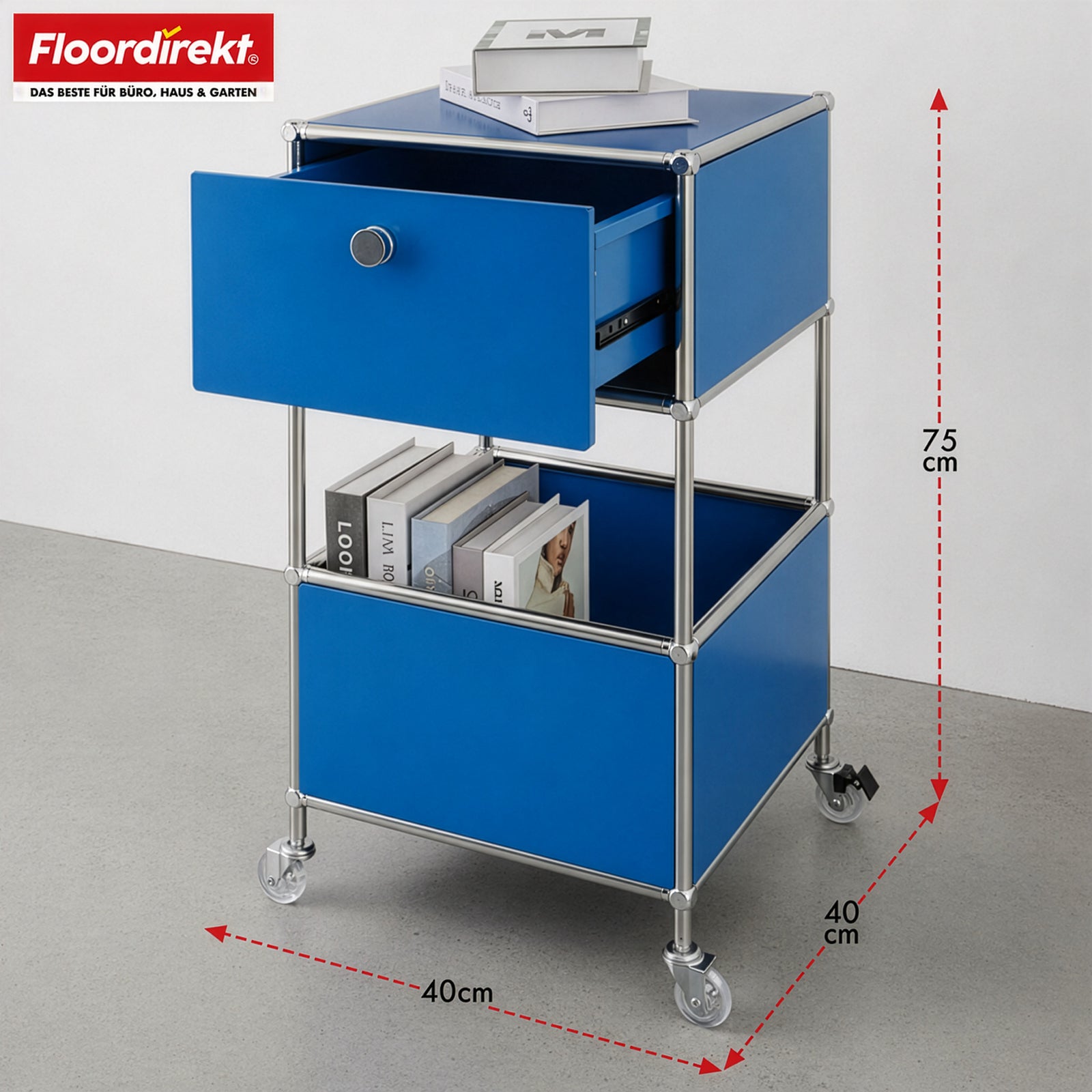 Étagère métallique | Concept Epure MK-145 | Caisson à roulettes à 3 niveaux avec tiroir et étagères | Disponible en plusieurs couleurs