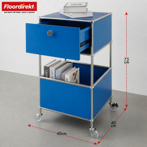 Étagère métallique | Concept Epure MK-145 | Caisson à roulettes à 3 niveaux avec tiroir et étagères | Disponible en plusieurs couleurs