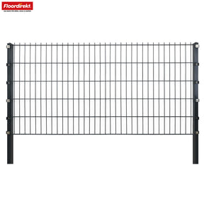 Clôture à double barres | LIMES | Kit complet de clôture en acier anthracite avec poteaux pour jardin, allée et zones commerciales | Disponible en différentes hauteurs et longueurs