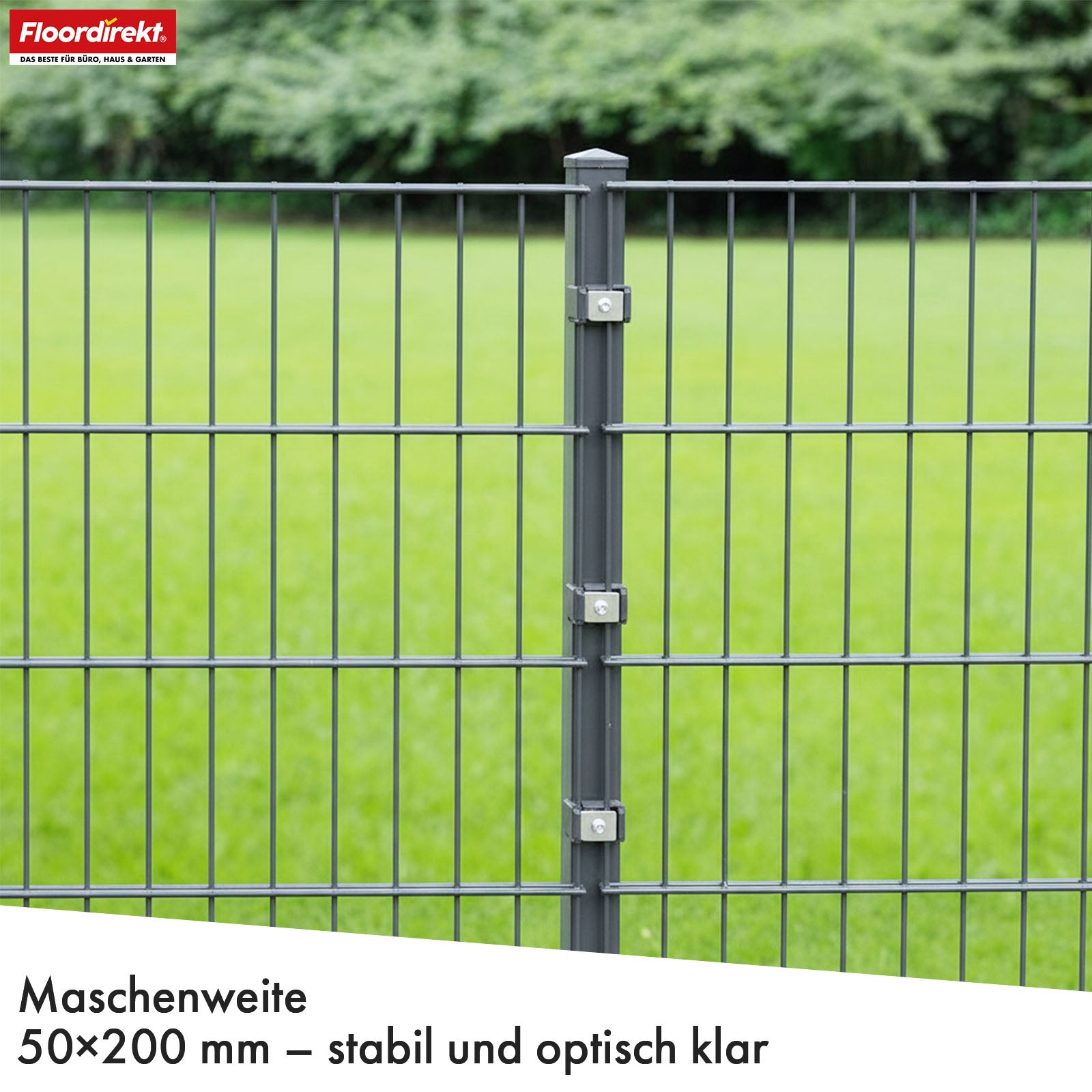 Clôture à double barres | LIMES | Kit complet de clôture en acier anthracite avec poteaux pour jardin, allée et zones commerciales | Disponible en différentes hauteurs et longueurs
