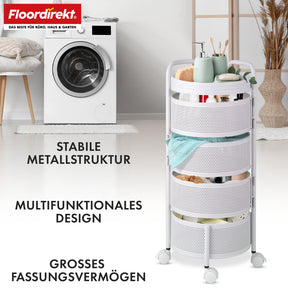 Chariot de rangement | Henry | Chariot de cuisine en acier avec roulettes | Chariot de service | 3 ou 5 niveaux | Blanc & Noir