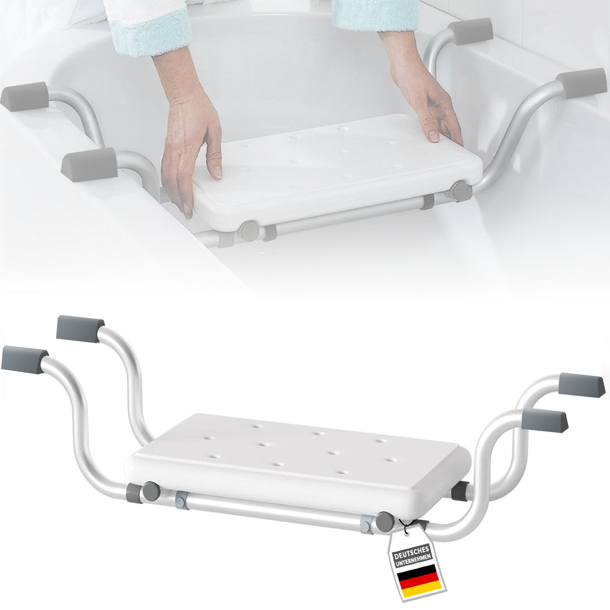 Siège de baignoire | Levi | Siège réglable & antidérapant en aluminium | Peut supporter jusqu'à 150 kg