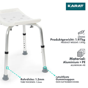 Tabouret de douche et de bain Noah Plus | Réglable en hauteur | Pieds en caoutchouc antidérapants | Capacité de charge jusqu'à 136 kg