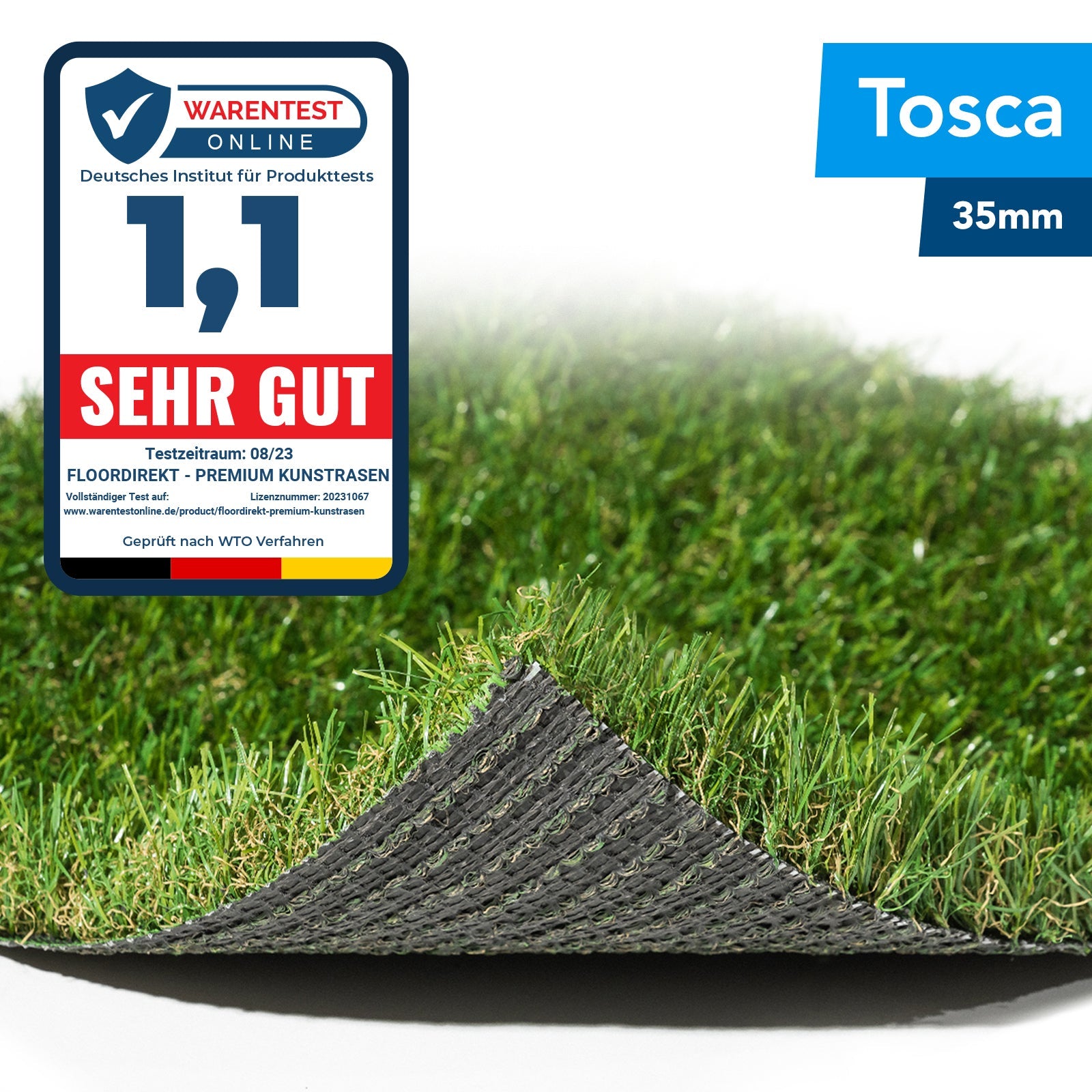✂ Gazon artificiel Tosca | Hauteur: 35 mm