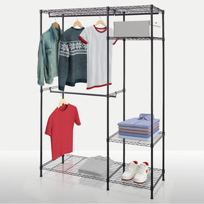 Armoire | Edward | Portemanteau ouvert en acier thermolaqué avec tringles à vêtements et étagères réglables
