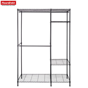 Armoire | Edward | Portemanteau ouvert en acier thermolaqué avec tringles à vêtements et étagères réglables