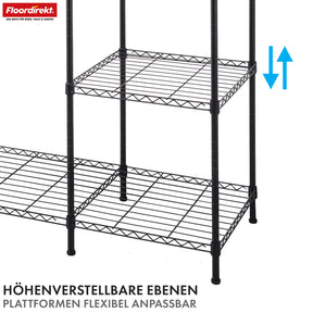 Armoire | Edward | Portemanteau ouvert en acier thermolaqué avec tringles à vêtements et étagères réglables